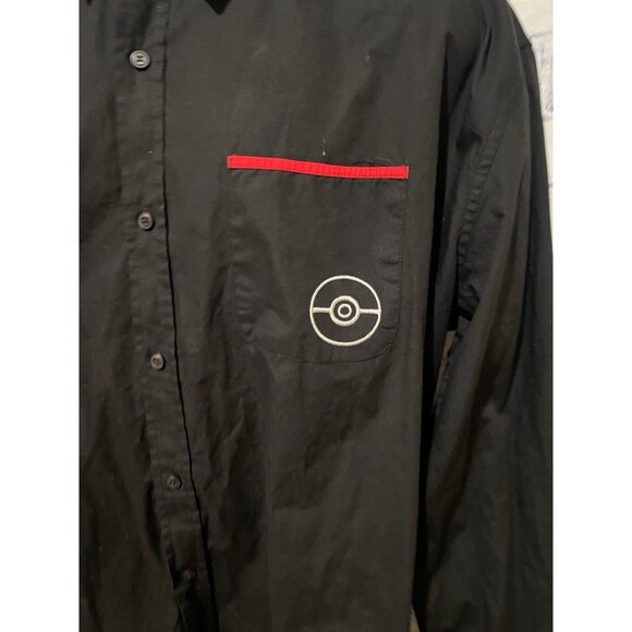 Poké Ball Classics Fitted Black long sleeve Button Down Dress Shirt Size 3XL - Picture 3 of 10